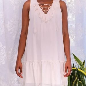 Joie Silk Light Pink Tunic Ruffle Dress with Ties